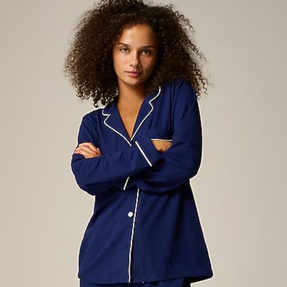 J. Crew Women's Dreamy cotton-blend pajama Top Small Dark Evening - Picture 1 of 7
